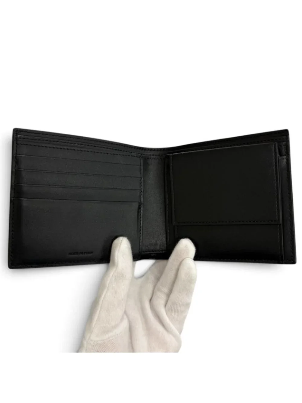 Celine Calfskin Triomphe Embossed Compact Wallet Bifold Black